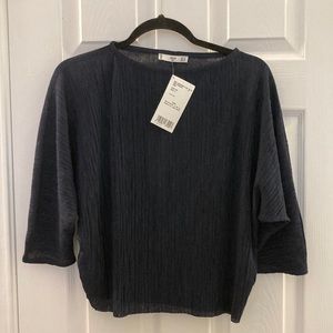 Mango navy blue 3/4 length sleeves. NWT. Size small.